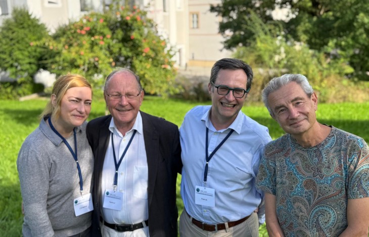 Prof Helmut Remschmidt with HRRS coordinators Christina Schwenck and Petrus de Vries, and Bruno Falissard who has been a mentor at all 10 HRRS to date.